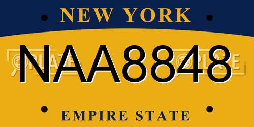 NAA8848 New York License Plate