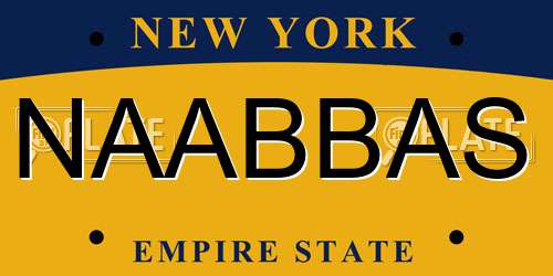 NAABBAS New York License Plate