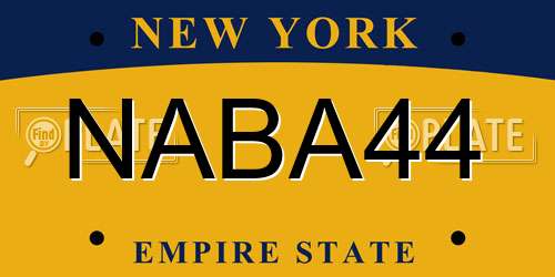 NABA44 New York License Plate