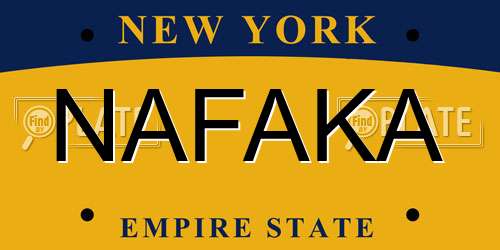 NAFAKA New York License Plate