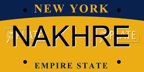 NAKHRE New York License Plate
