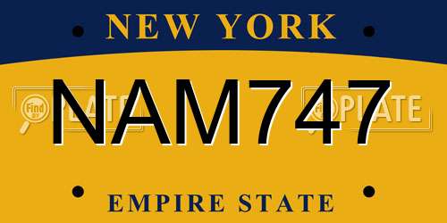 NAM747 New York License Plate