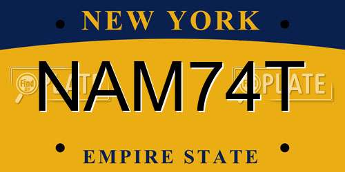 NAM74T New York License Plate