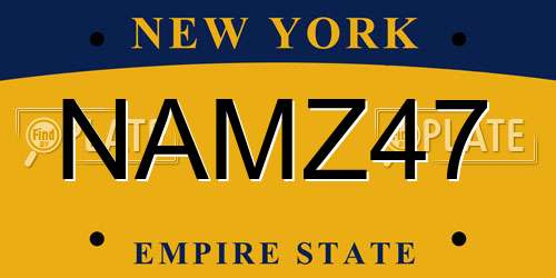 NAMZ47 New York License Plate