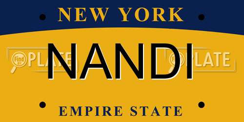 NANDI New York License Plate
