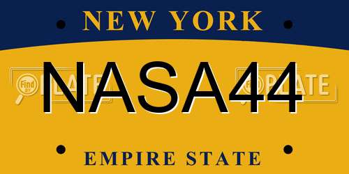 NASA44 New York License Plate