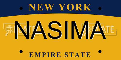 NASIMA New York License Plate