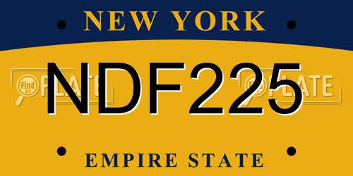 NDF225 New York License Plate