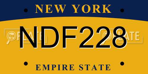 NDF228 New York License Plate