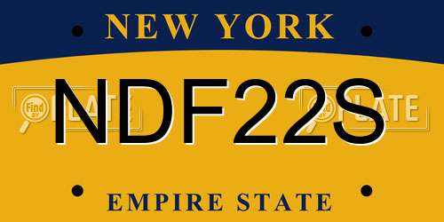 NDF22S New York License Plate