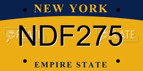 NDF275 New York License Plate