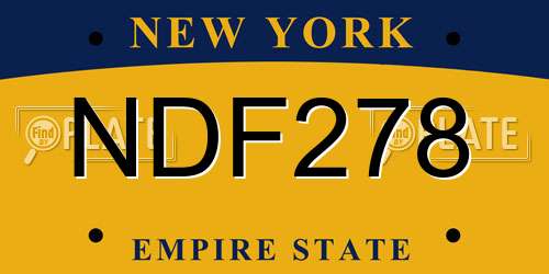NDF278 New York License Plate
