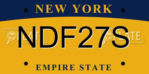 NDF27S New York License Plate