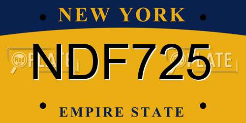NDF725 New York License Plate