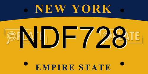 NDF728 New York License Plate