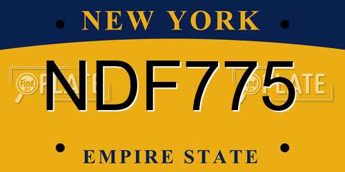 NDF775 New York License Plate