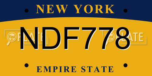 NDF778 New York License Plate