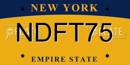 NDFT75 New York License Plate