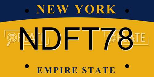 NDFT78 New York License Plate