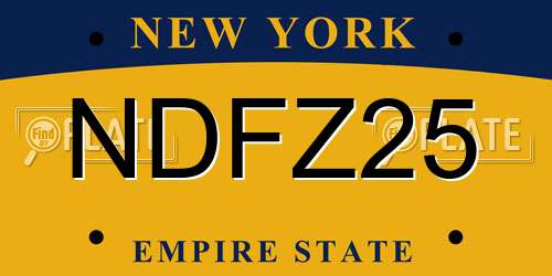 NDFZ25 New York License Plate