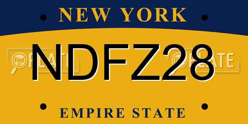 NDFZ28 New York License Plate