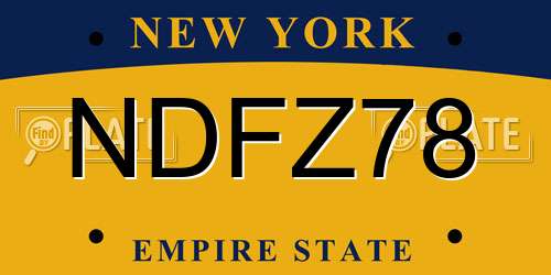 NDFZ78 New York License Plate