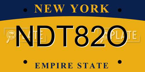 NDT82O New York License Plate