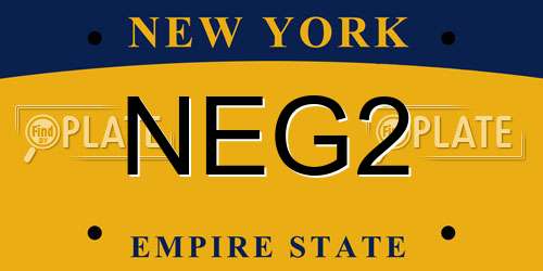 NEG2 New York License Plate