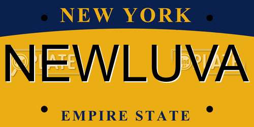 NEWLUVA New York License Plate