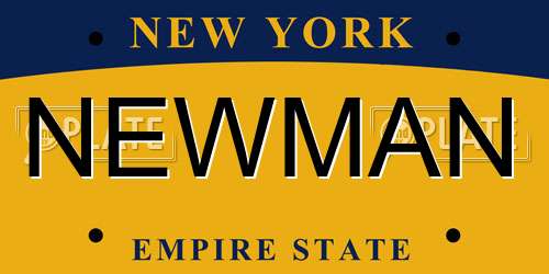 NEWMAN New York License Plate