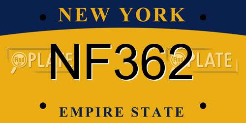 NF362 New York License Plate