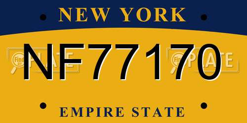 NF77170 New York License Plate