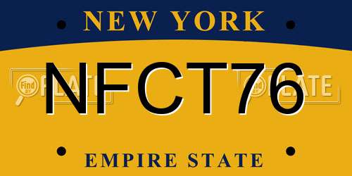 NFCT76 New York License Plate