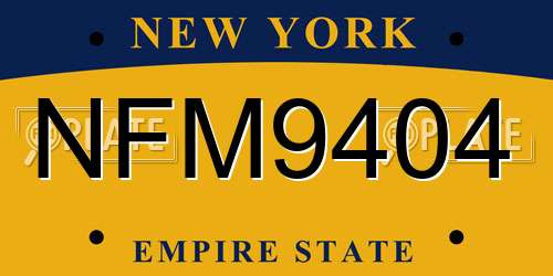 NFM9404 New York License Plate
