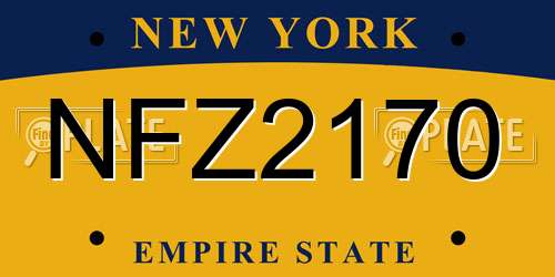 NFZ2170 New York License Plate