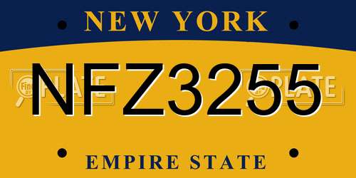 NFZ3255 New York License Plate