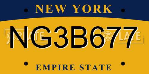 NG3B677 New York License Plate