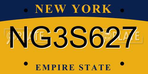 NG3S627 New York License Plate