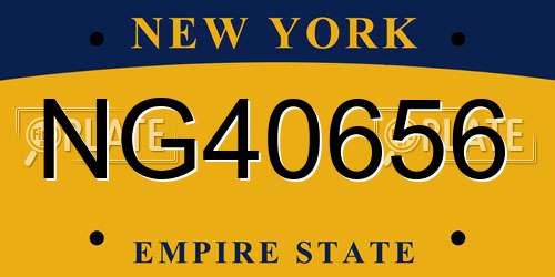 NG40656 New York License Plate