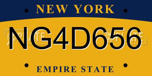 NG4D656 New York License Plate