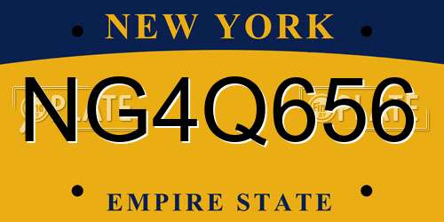 NG4Q656 New York License Plate