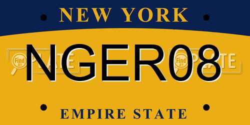 NGER08 New York License Plate