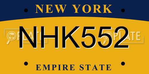 NHK552 New York License Plate