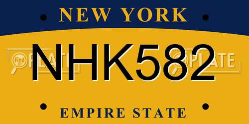 NHK582 New York License Plate