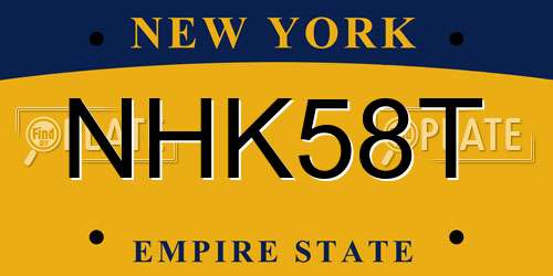 NHK58T New York License Plate