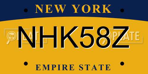 NHK58Z New York License Plate