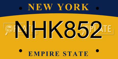 NHK852 New York License Plate