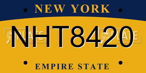 NHT8420 New York License Plate