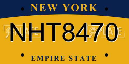 NHT8470 New York License Plate