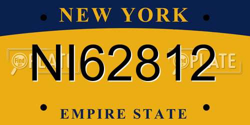 NI62812 New York License Plate